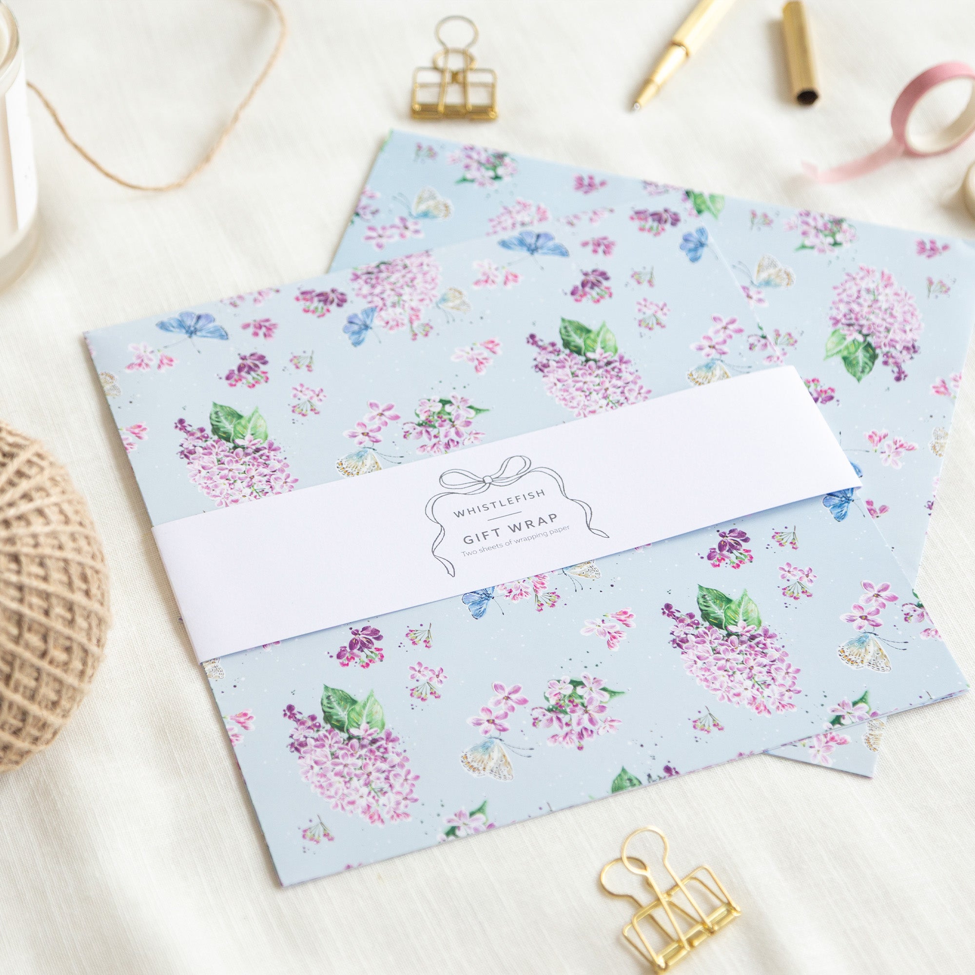 Wrapping Paper-GWP151 - Lilac & Butterflies Wrapping Paper-Whistlefish