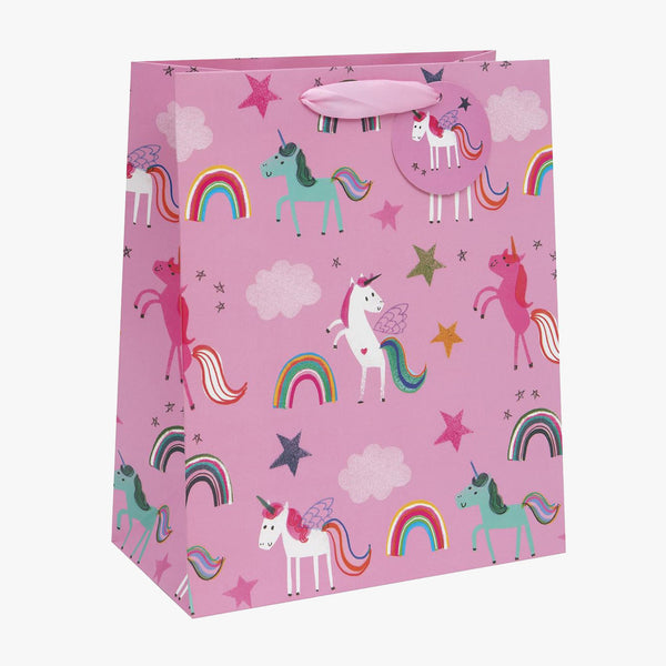 Gift Bag-GLJ08 - Pink Unicorns Large Gift Bag-Glick