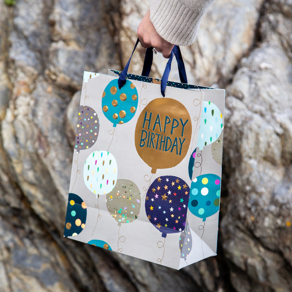 Gift Bag - GLPS97 - Birthday Balloons Luxury Large Gift Bag - Birthday Balloons Luxury Large Gift Bag- Whistlefish