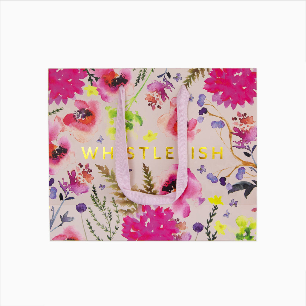 Gift Bag-SGB202501 - Floral Whistlefish Pink Gift Bag-Whistlefish