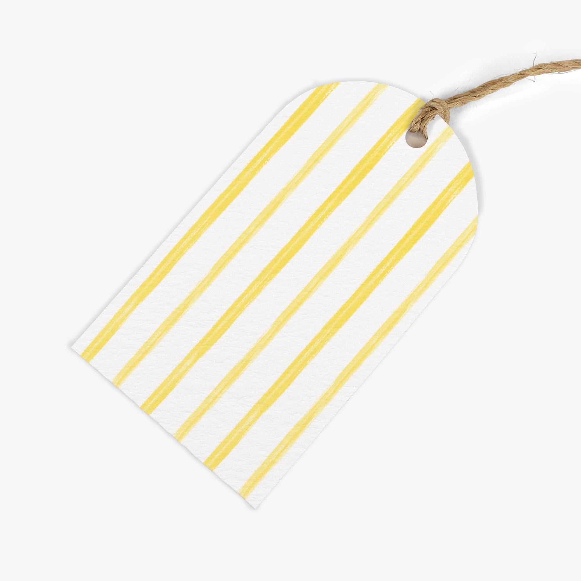 Gift Tag-GWT32 - Yellow Stripes Gift Tags (Pack of 6)-Whistlefish