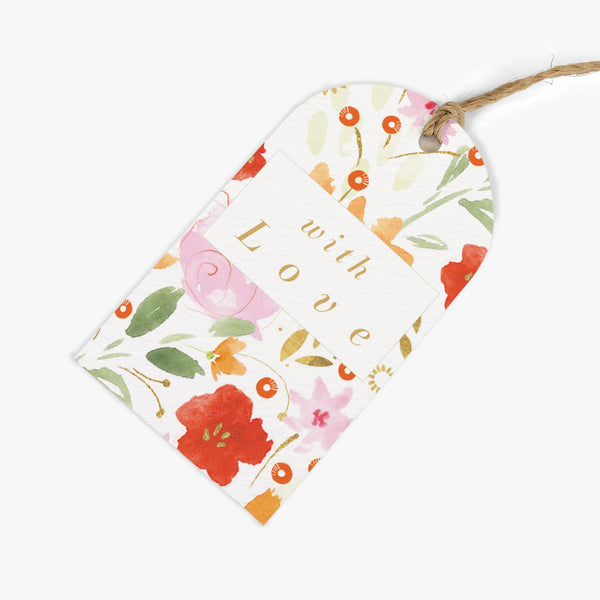 Gift Tag-GWT33 - Red Florals & Love Gift Tags (Pack of 6)-Whistlefish