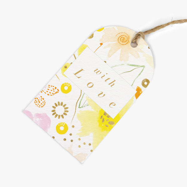 Gift Tag-GWT34 - Yellow Floral & Love Gift Tags (Pack of 6)-Whistlefish