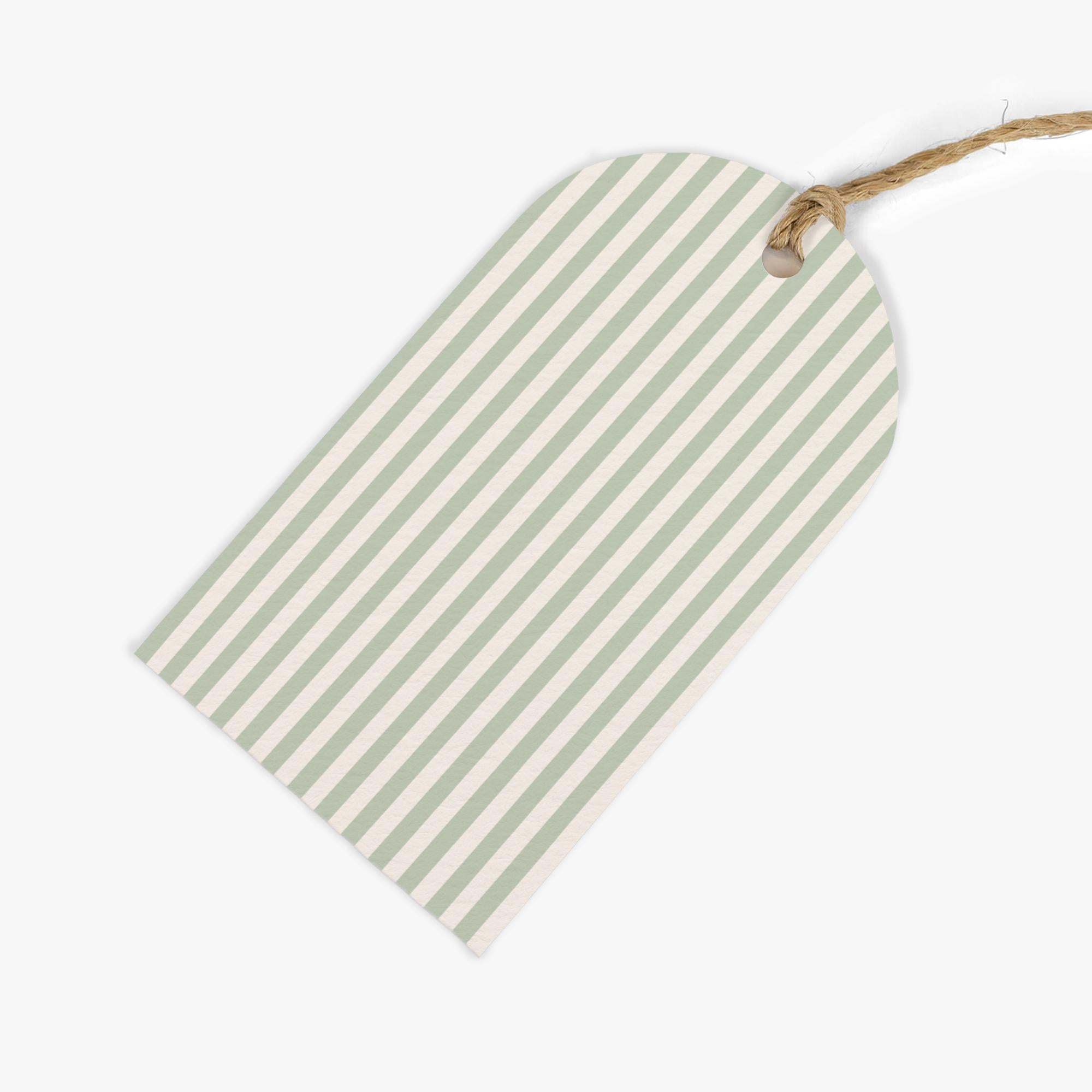 Gift Tag-GWT42 - Green Stripes Gift Tags (Pack of 6)-Whistlefish