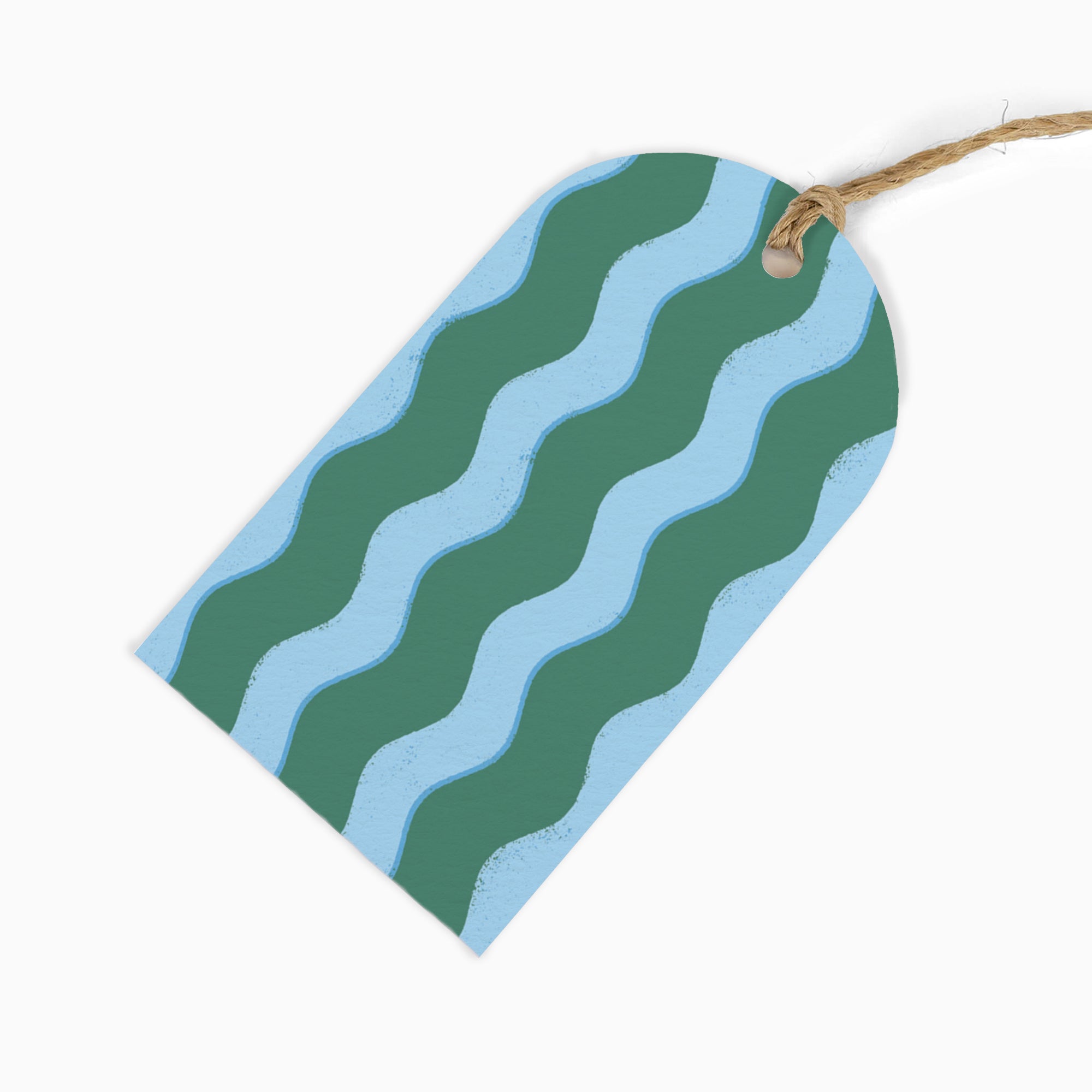 Gift Tag-GWT53 - Green Wibbly Stripes Gift Tag-Whistlefish