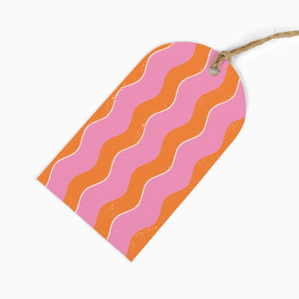 Gift Tag-GWT54 - Pink Wibbly Stripes Gift Tag-Whistlefish