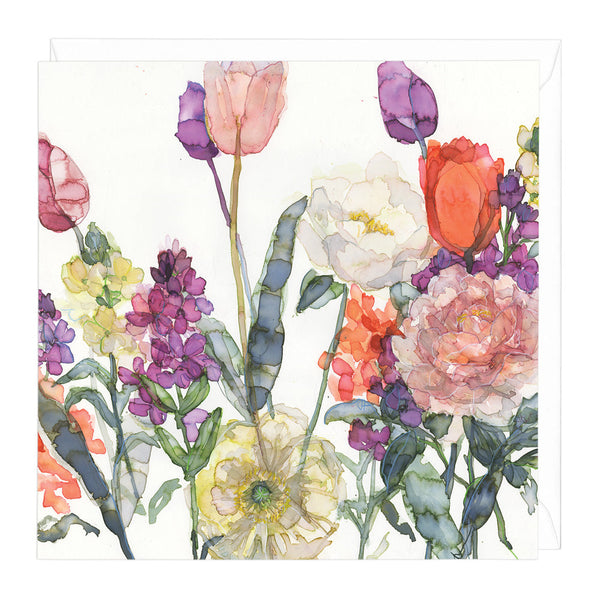Greeting Card-A694 - Tulips & Wallflowers Art Card-Whistlefish