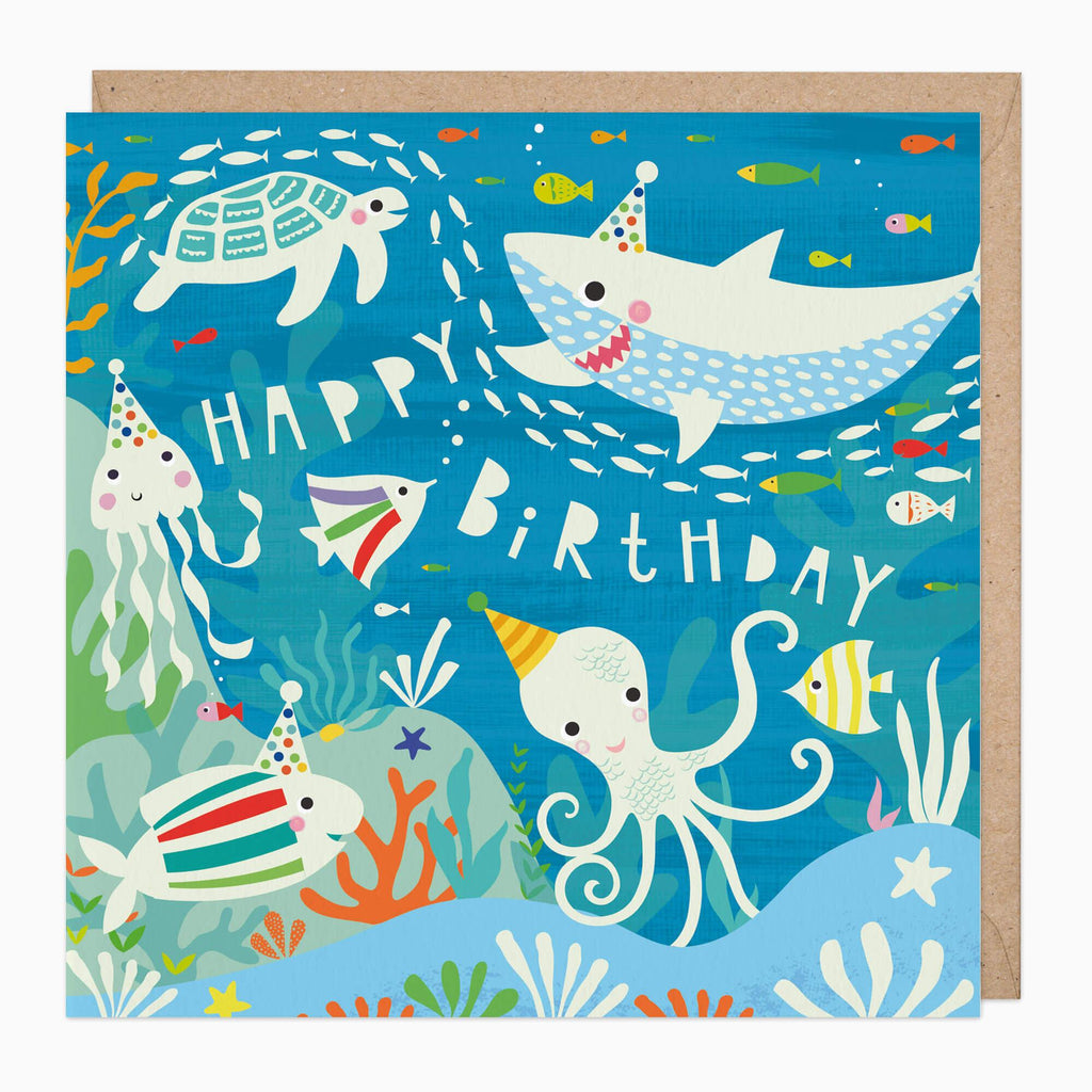 Greeting Card-B746 - Glow In The Dark Underwater Birthday Card-Whistlefish
