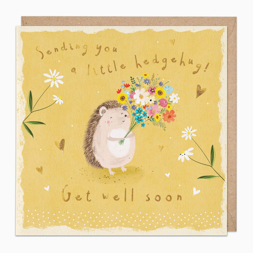 Greeting Card-D831 - Little Hedgehog Get Well Soon Card-Whistlefish