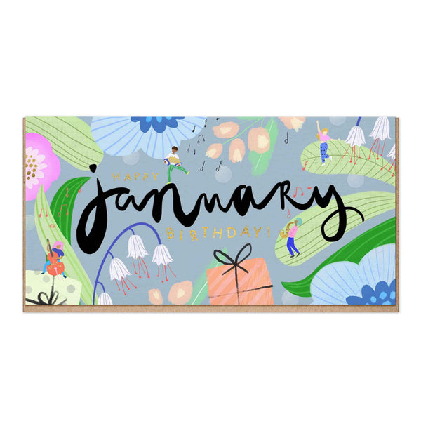 Greeting Card-E015 - Embossed Bright January Birthday-Whistlefish