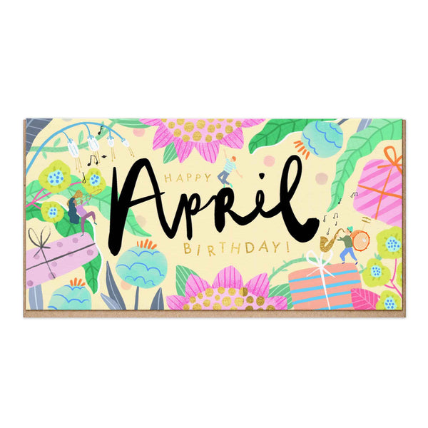 Greeting Card-E018 - Embossed Bright April Birthday-Whistlefish