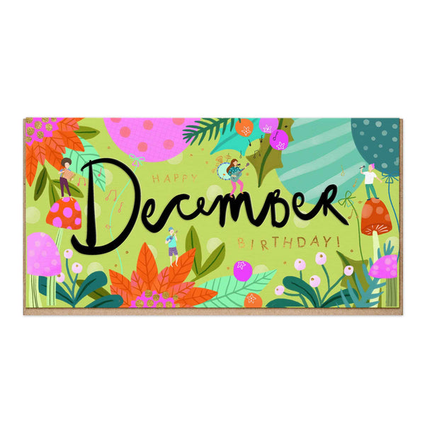 Greeting Card-E026 - Bright Embossed December Birthday Card-Whistlefish