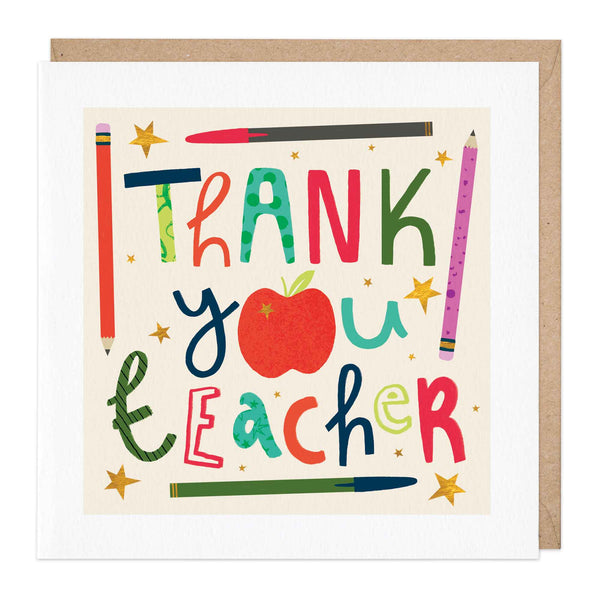 Greeting Card-E175 - Thank you Teacher Apple Card-Whistlefish