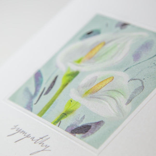 Greeting Card-E190 - Sympathy Lillies Watercolour Card-Whistlefish
