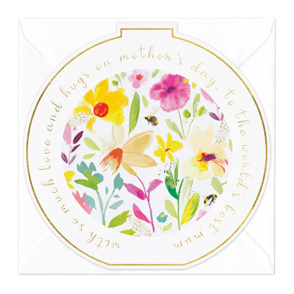 Greeting Card-E255 - Daffodils Mother's Day Round Card-Whistlefish