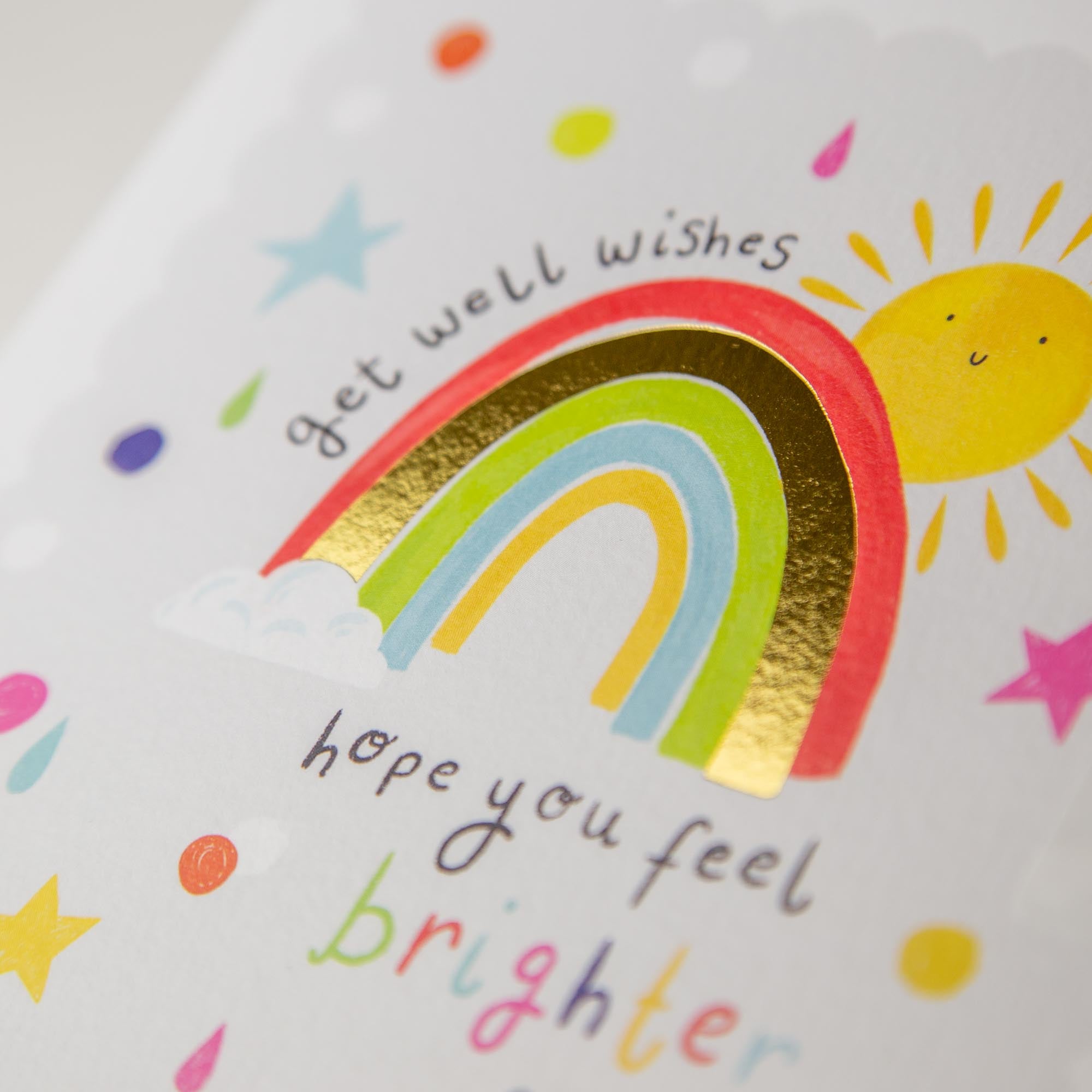 Greeting Card-E258 - Rainbow Sun Get Well Wishes Card-Whistlefish