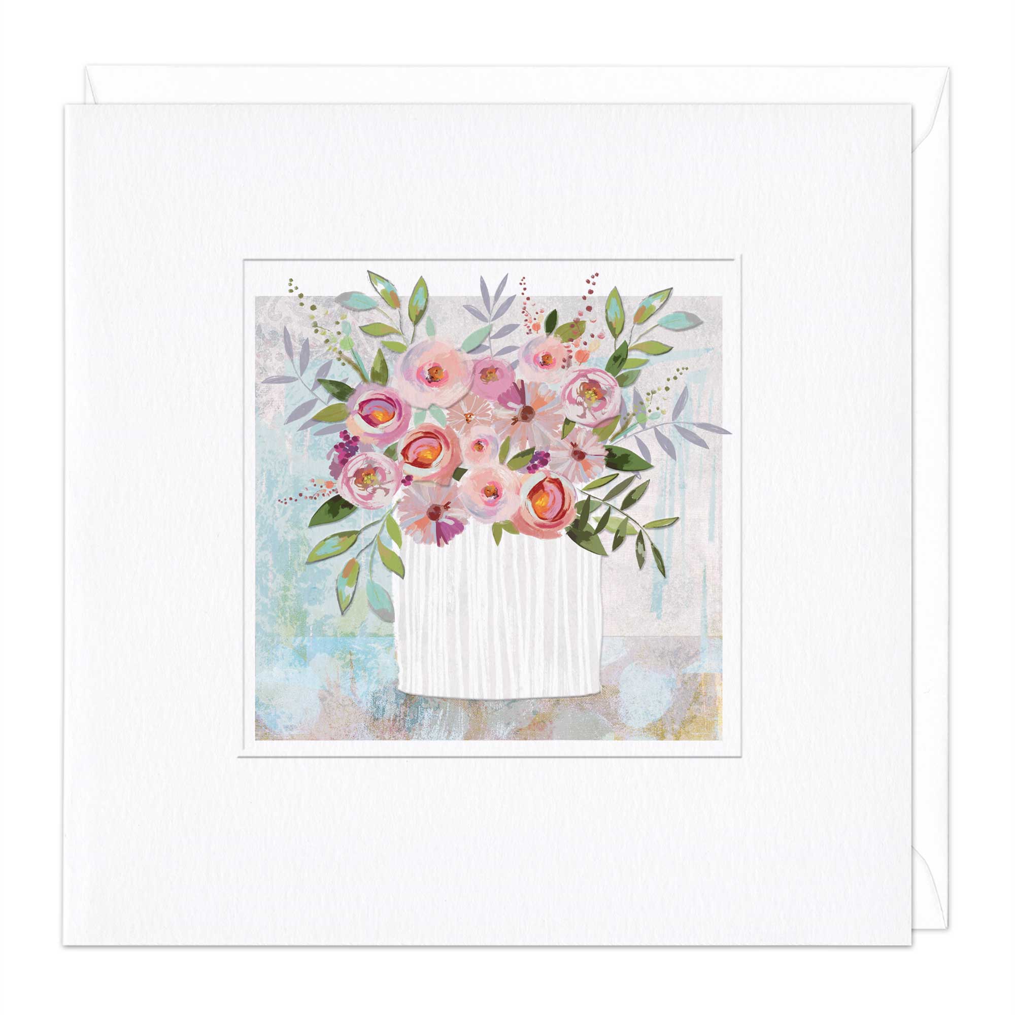 Greeting Card-E308 - Embossed Vase of Roses Card-Whistlefish