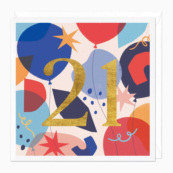 Greeting Card-E317 - 21st Balloons Birthday Card-Whistlefish