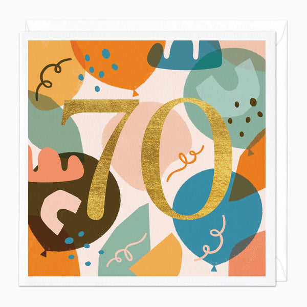 Greeting Card-E322 - 70th Balloons Birthday Card-Whistlefish