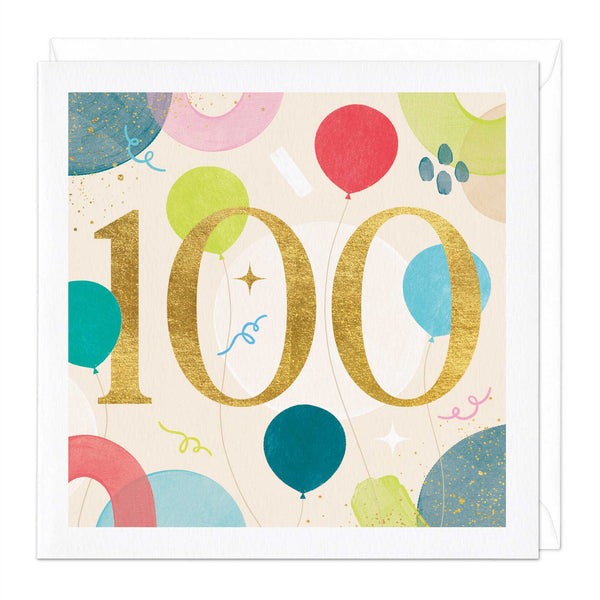 Greeting Card-E354 - 100th Balloons Birthday Card-Whistlefish