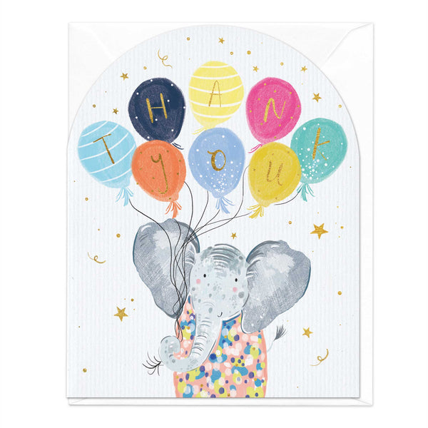 Greeting Card-E372 - Elephant Thank You Arch Card-Whistlefish