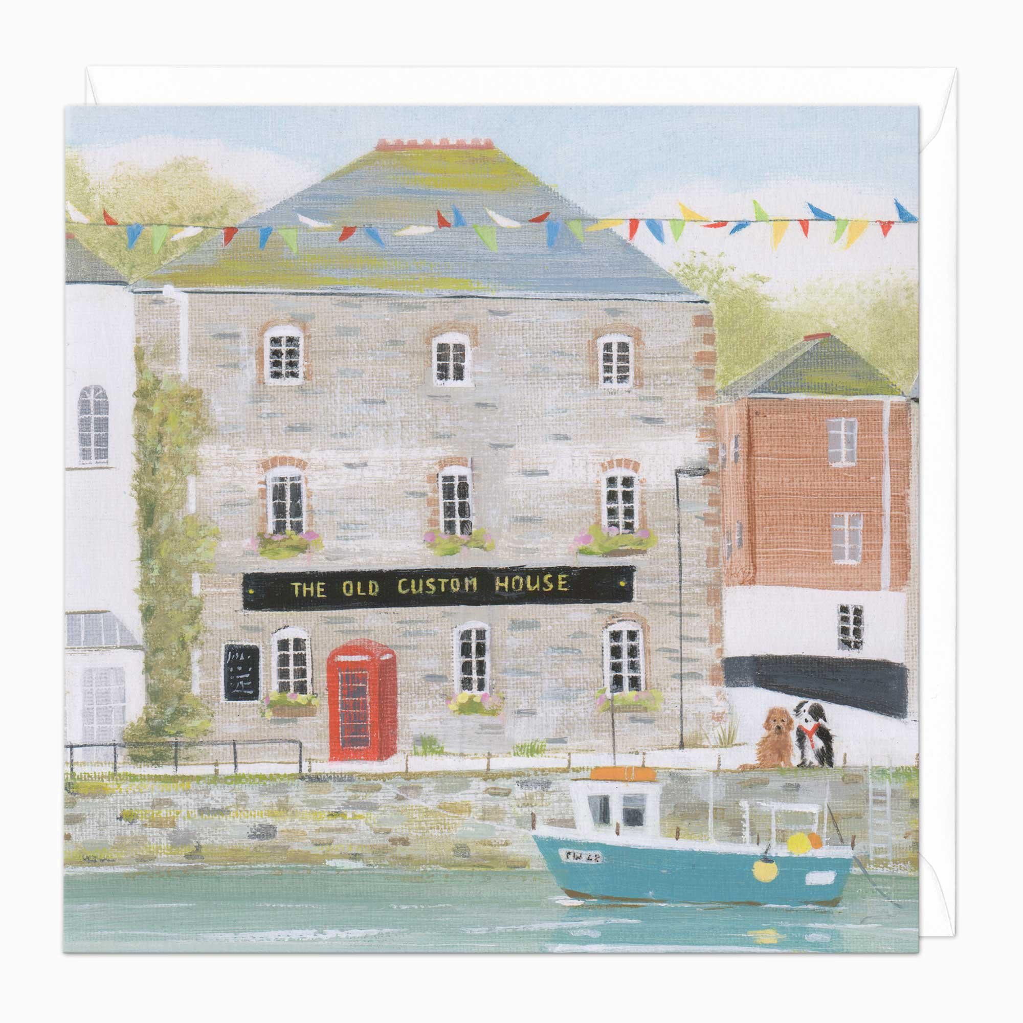 Greeting Card-E435 - Padstow Phone Box Art Card-Hannah Cole