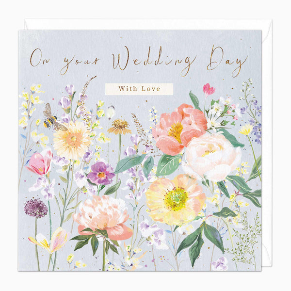 Greeting Card-E453 - Peony Garden On Your Wedding Day Card-Whistlefish