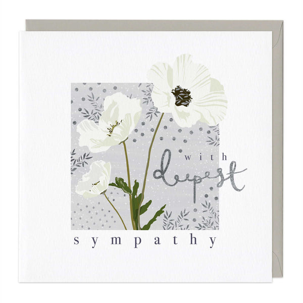 Greeting Card-E529 - White Poppy Sympathy Card-Whistlefish
