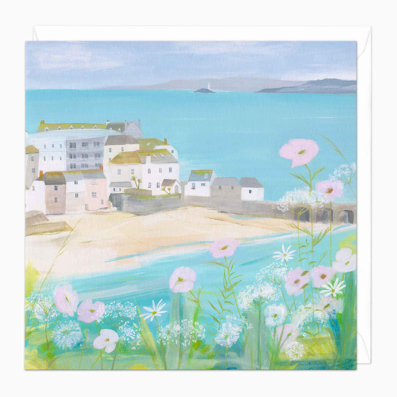 Greeting Card-E538 - Cow Parsely & Poppies Art Card-Hannah Cole