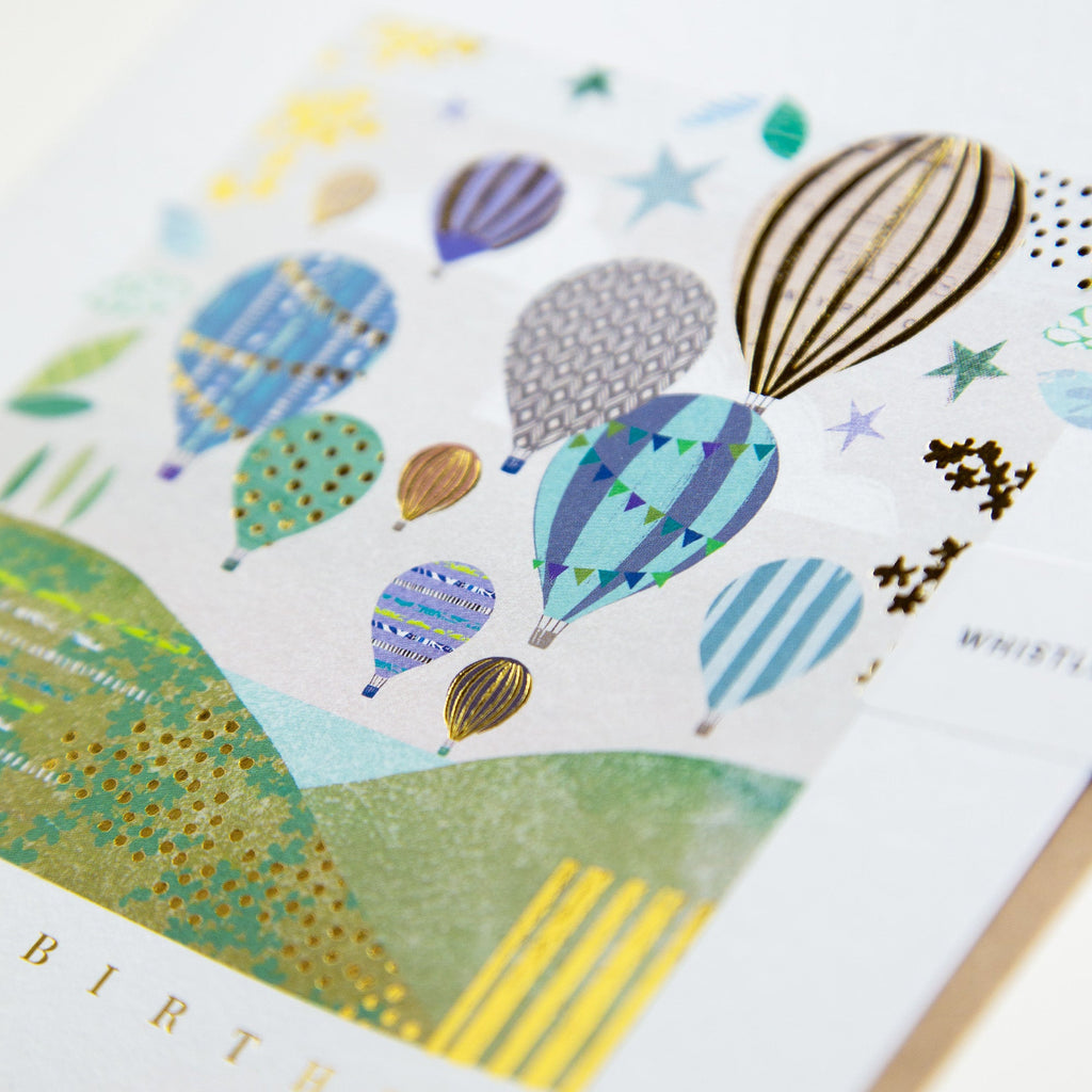 Greeting Card-E573 - Hot Air Balloon Happy Birthday Card-Whistlefish