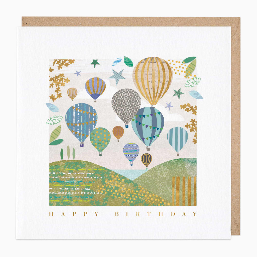 Greeting Card-E573 - Hot Air Balloon Happy Birthday Card-Whistlefish