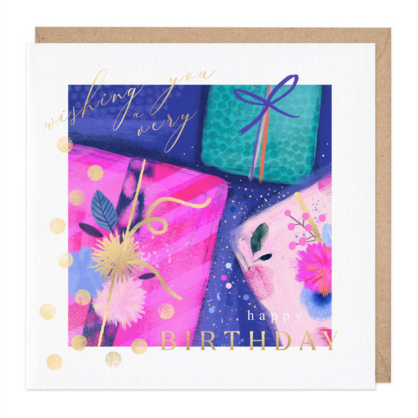 Greeting Card-E584 - Watercolour Birthday Presents Card-Whistlefish