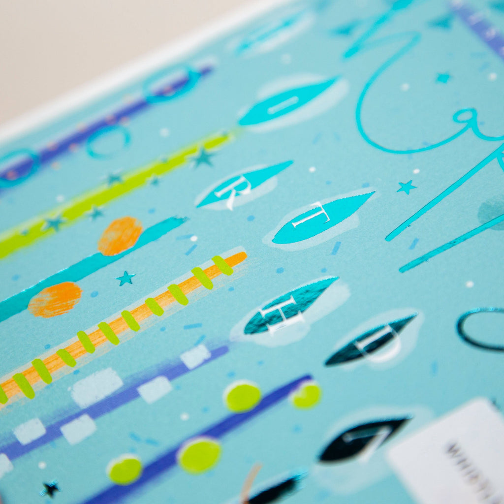 Greeting Card-E594 - Turquoise Candles Birthday Card-Whistlefish