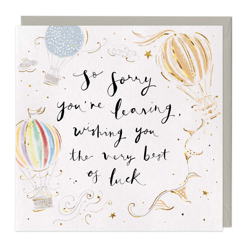 Greeting Card-E606 - Sorry You're Leaving Hot Balloon Card-Whistlefish