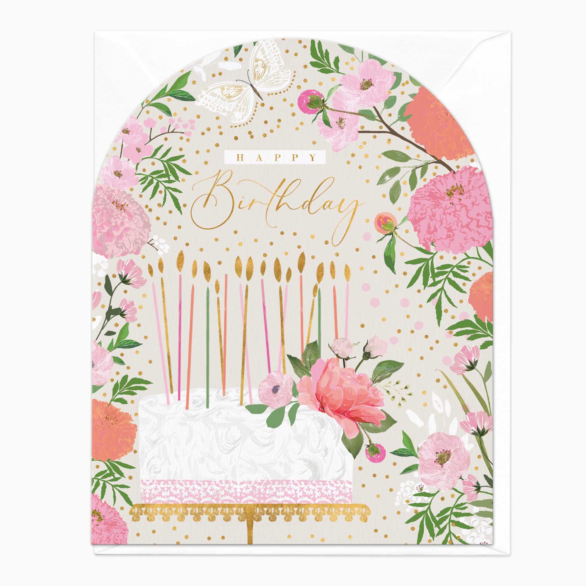 Greeting Card-E658 - Cake And Flowers Birthday Card-Whistlefish
