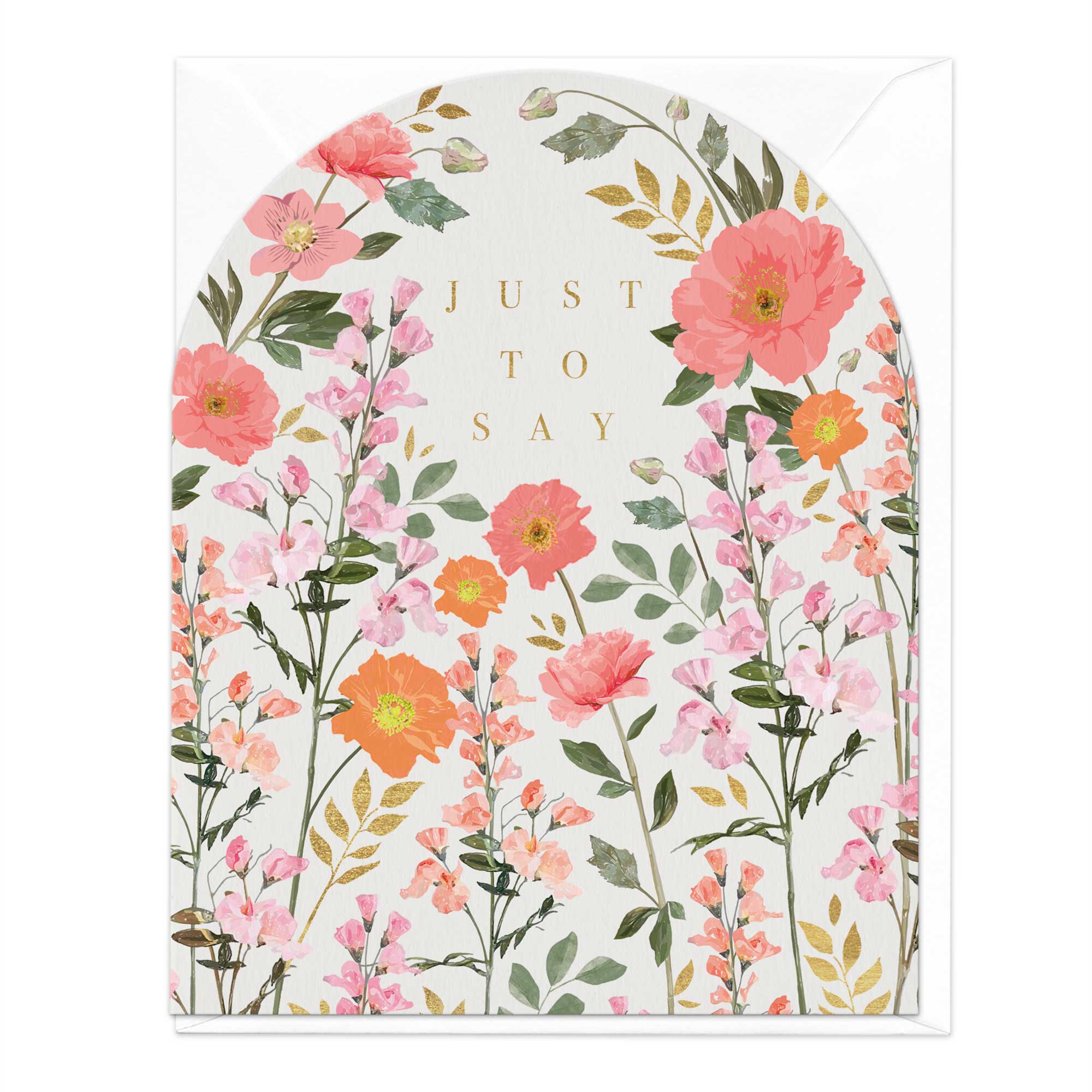 Greeting Card-E660 - Pink Arch Flowers Birthday Card-Whistlefish