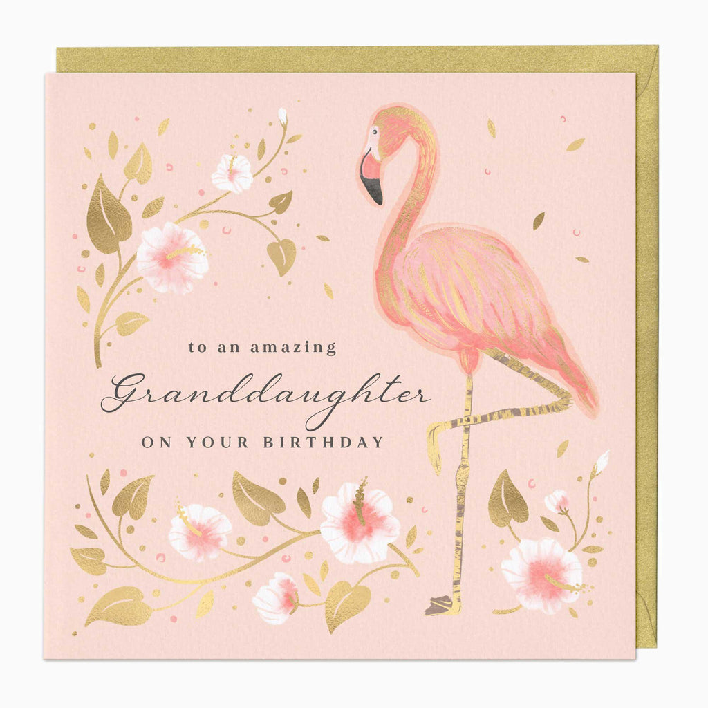 Greeting Card-E688 - Flamingo, Granddaughter Birthday Card-Whistlefish