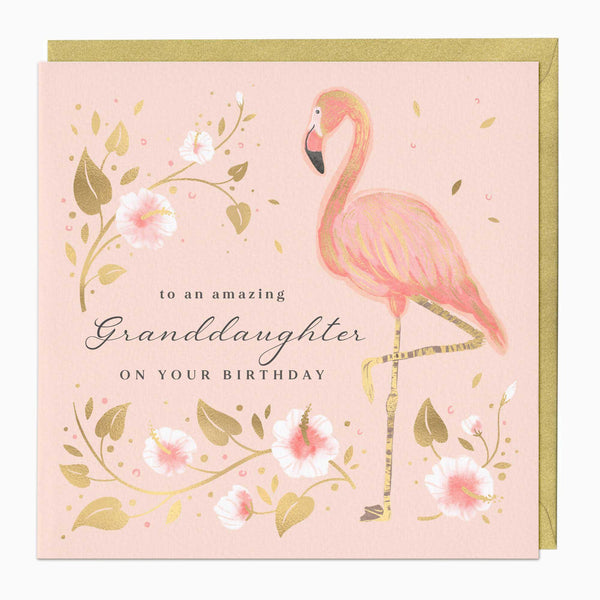 Greeting Card-E688 - Flamingo, Granddaughter Birthday Card-Whistlefish