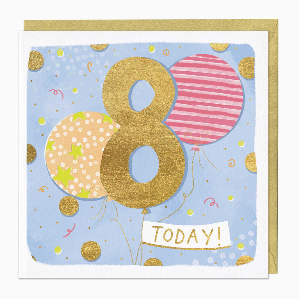 Greeting Card-E715 - 8th Balloon Birthday Card-Whistlefish