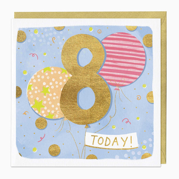 Greeting Card-E715 - 8th Balloon Birthday Card-Whistlefish