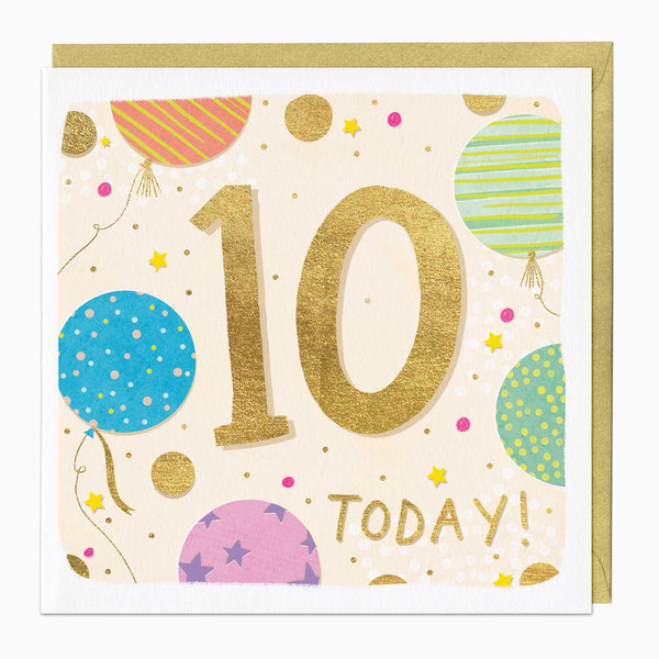 Greeting Card-E717 - 10th Balloon Birthday Card-Whistlefish