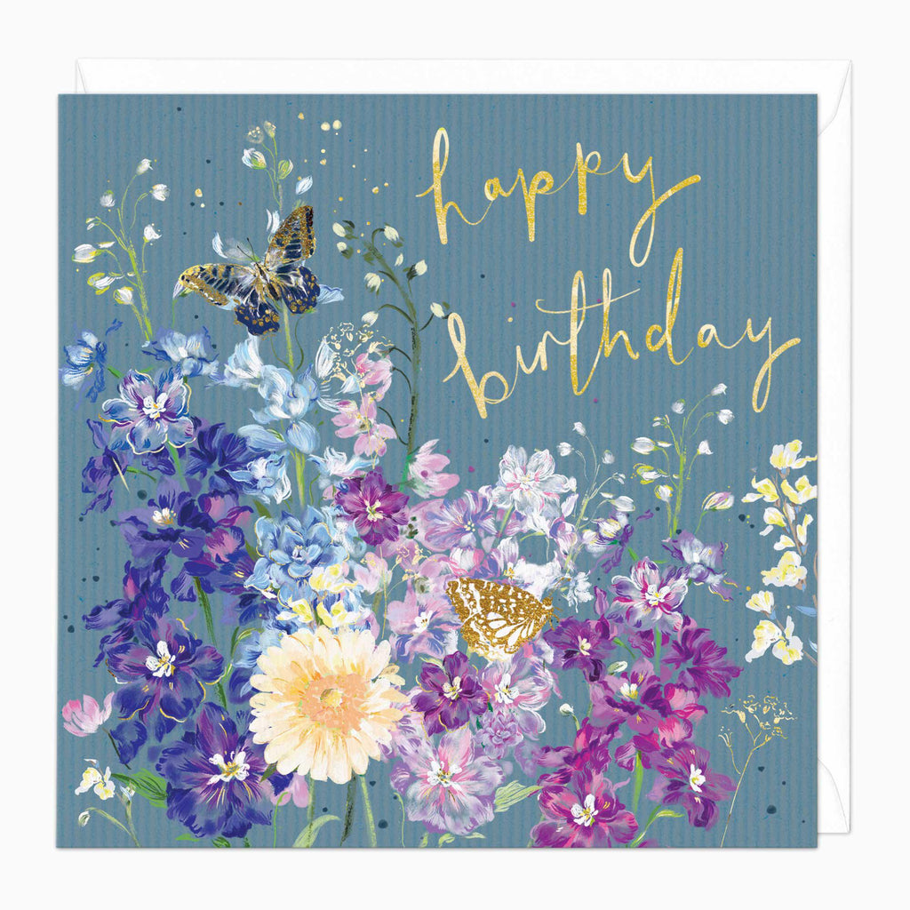 Greeting Card-E726 - Floral Butterfly Birthday Card-Whistlefish