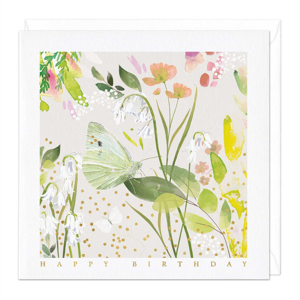 Greeting Card - E742 - Watercolour Whites Birthday Card - Watercolour Whites Birthday Card - Whistlefish