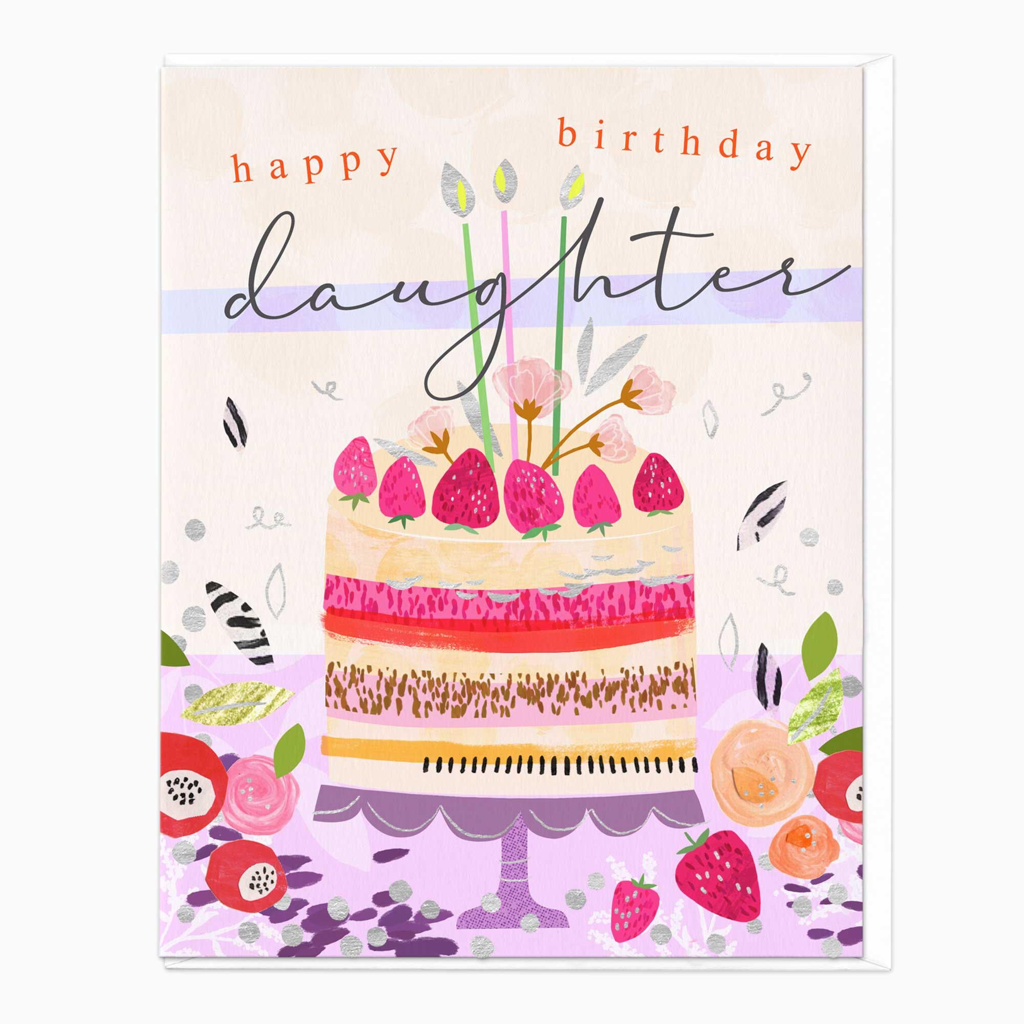 Greeting Card-E759 - Daughter Big Cake Birthday Card-Whistlefish
