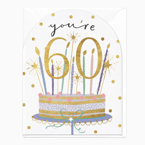 Greeting Card-E778 - You're 60 Birthday Cake Card-Whistlefish