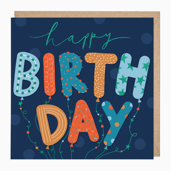 Greeting Card-E784 - Blue Balloons Happy Birthday Card-Whistlefish