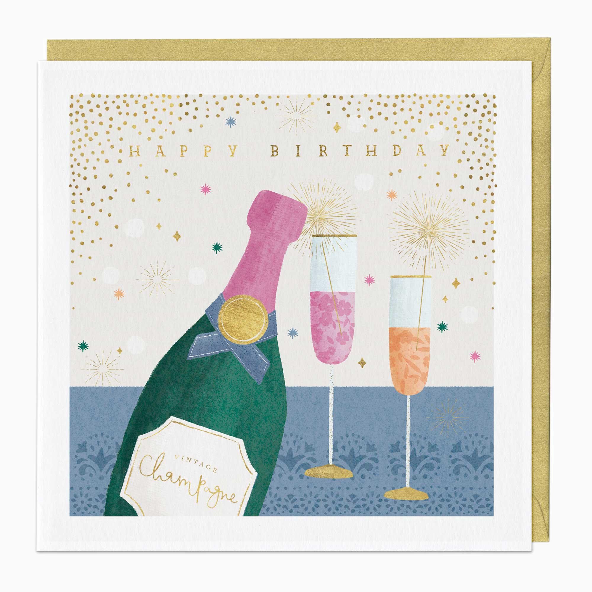 Greeting Card-E809 - Elegant Toast Birthday Card-Whistlefish