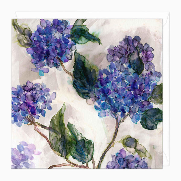 Greeting Card-E816 - Watercolour Hydrangea Art Card-Jess Trotman