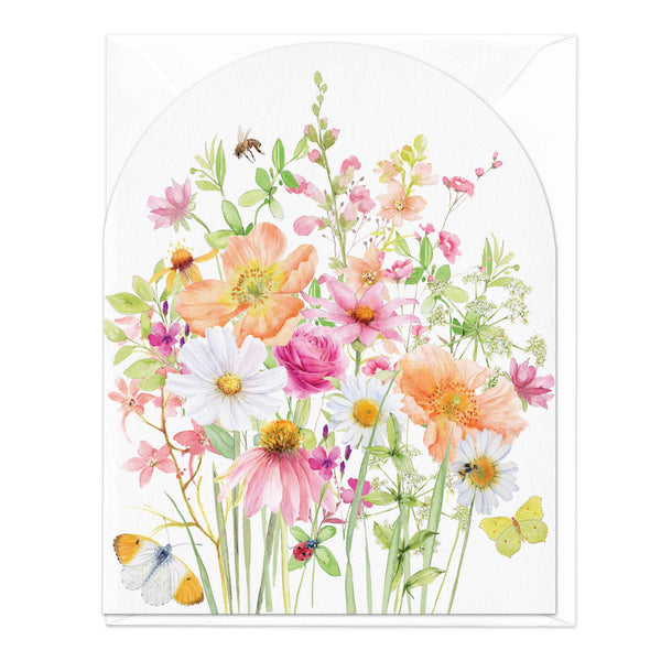 Greeting Card - E822 - Apricot Echinacea & Geums Art Card - Apricot Echinacea & Geums Art Card - Whistlefish