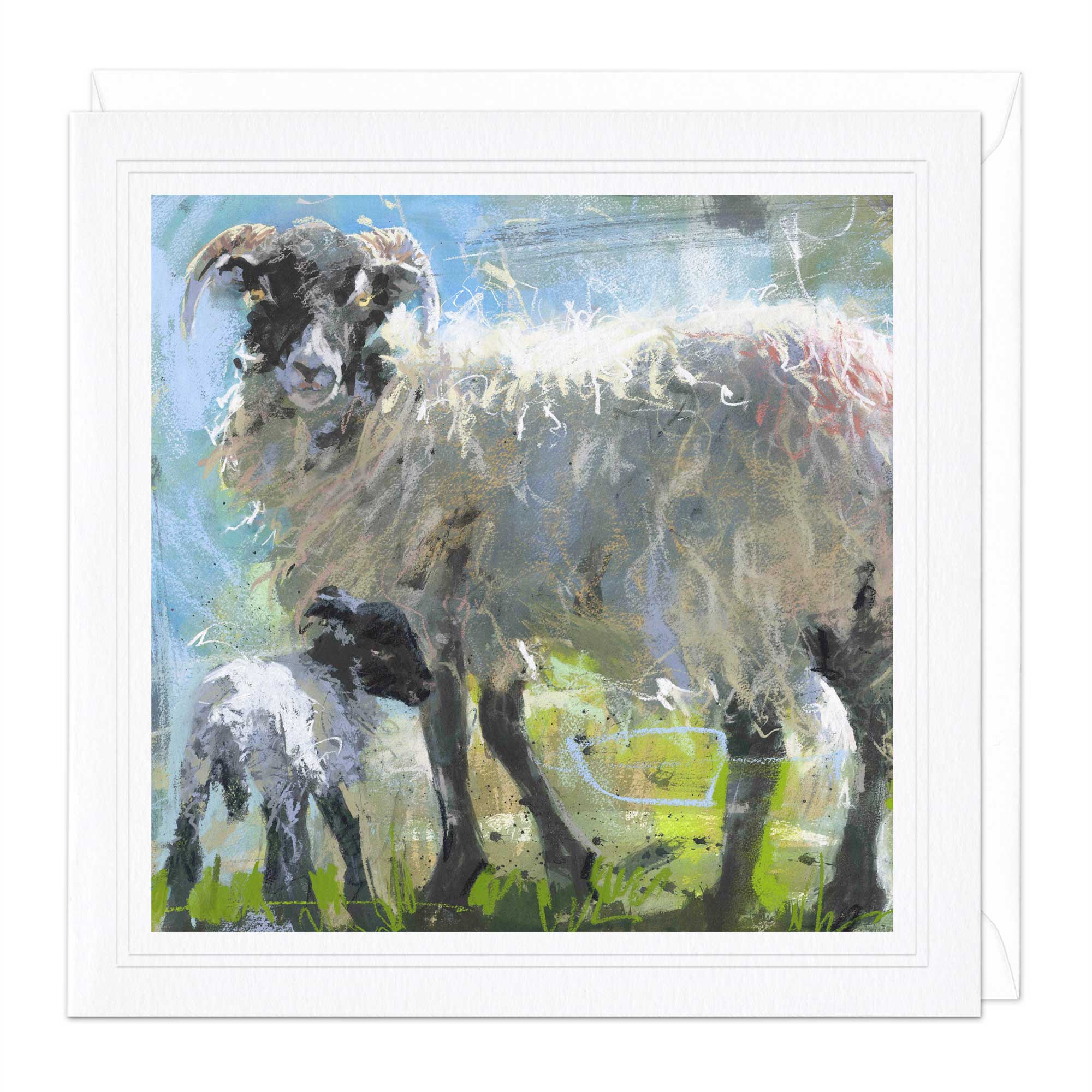 Greeting Card - F020 - Swaledale Ewe & Lamb - Swaledale Ewe & Lamb - Whistlefish